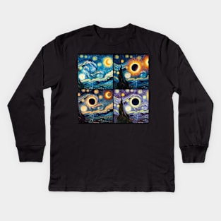 Eclipse Shirt 2024 Eclipse Tshirt Van Gogh Eclipse Shirt April 8 2024 Tee Eclipse 2024 Funny Astronomy Gift Solar Eclipse Kids Long Sleeve T-Shirt